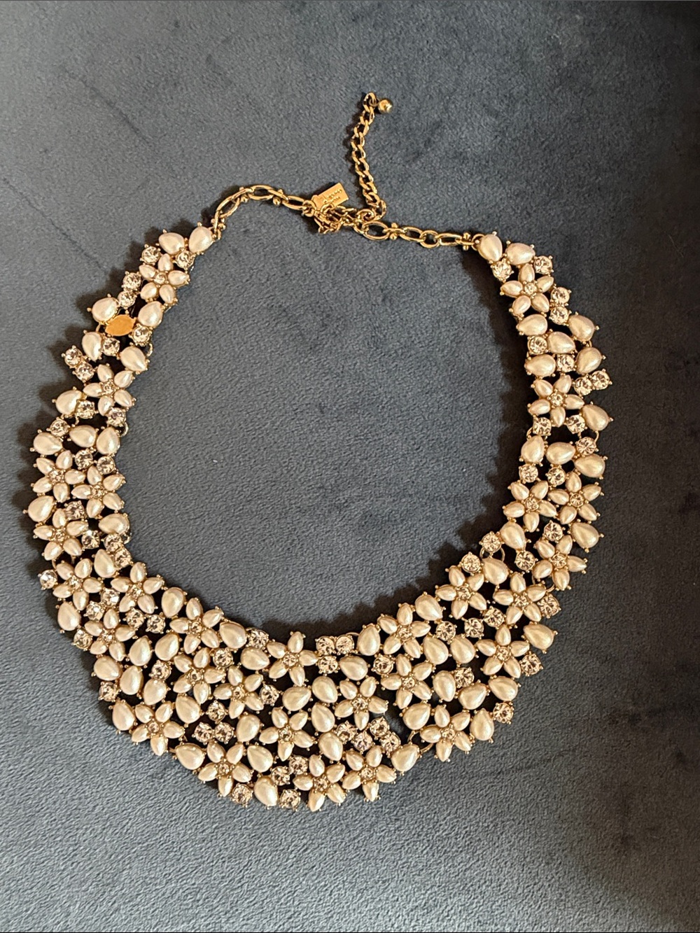 kate spade Gold and Cream Floral Bib Necklace